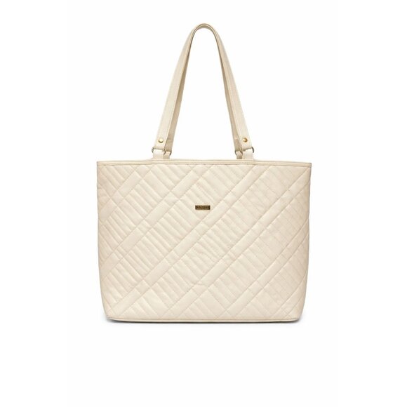 Gitano Handbags - Vintage 1980s Gitano Accessories Off White Quilted Vegan Leather Shoulder Bag To